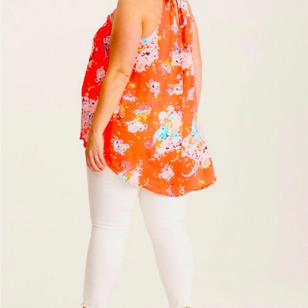 Torrid Floral Orange Sleeveless Top high low - Picture 12 of 12